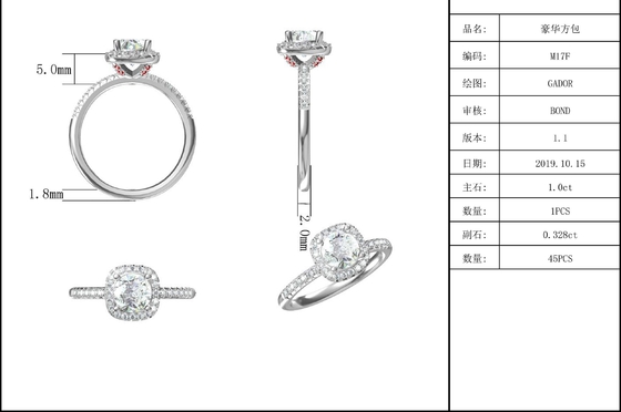 Квадрат отрезал Bridal золото диаманта квадрата Moissanite женщин с серебряным романтичным обручальным кольцом