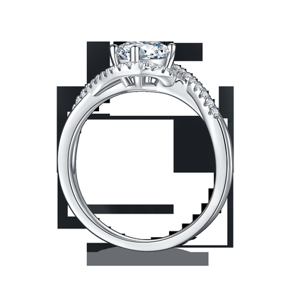 Простое обручальное кольцо свадьбы извива ленты Moissanite отрезка круга безграничности женщин прибытия S925 яркое устанавливая