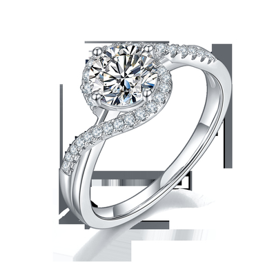 Простое обручальное кольцо свадьбы извива ленты Moissanite отрезка круга безграничности женщин прибытия S925 яркое устанавливая