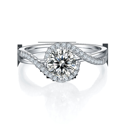 Простое обручальное кольцо свадьбы извива ленты Moissanite отрезка круга безграничности женщин прибытия S925 яркое устанавливая