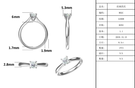 925 стерлинговых серебряных обручальных колец Moissanite диаманта ювелирных изделий обещают кольцам для женщин