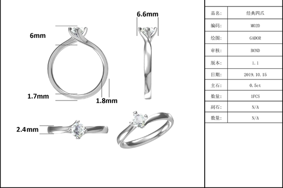 кольцо Moissanite 925 дизайнов ювелирных изделий золота 9K минималистские серебряное