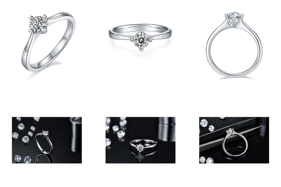 9K с дамой Кольцом серебряных ювелирных изделий Moissanite мозаики минималистской
