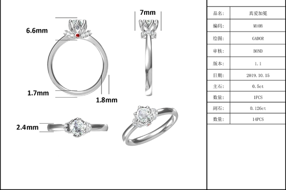 Уникальные ювелирные изделия женщин захвата кольца Moissanite кольца белого золота стиля цветка покрытые изготовленные на заказ