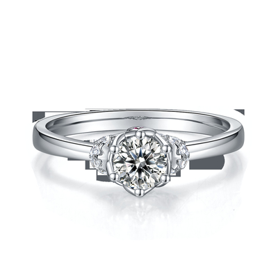 Уникальные ювелирные изделия женщин захвата кольца Moissanite кольца белого золота стиля цветка покрытые изготовленные на заказ