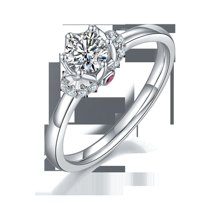 Уникальные ювелирные изделия женщин захвата кольца Moissanite кольца белого золота стиля цветка покрытые изготовленные на заказ
