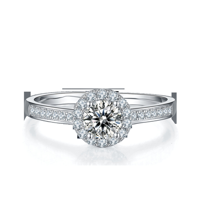 Главные каменные круглые кольцо женщин отрезка 9k Moissanite 925 картины серебряное