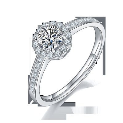 Главные каменные круглые кольцо женщин отрезка 9k Moissanite 925 картины серебряное