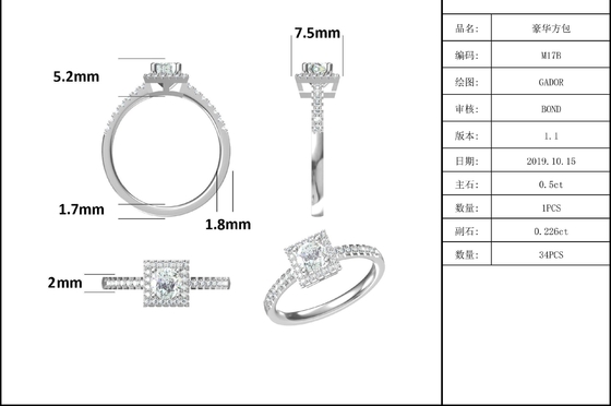Диаманты Moissanite дизайна белого великолепия изготовленные на заказ квадратные вымощают захват для женщин звенят