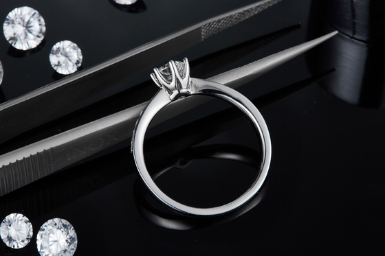 Обручальное кольцо кольца Moissanite белого золота обручального кольца 14K Milgrain Moissanite винтажное