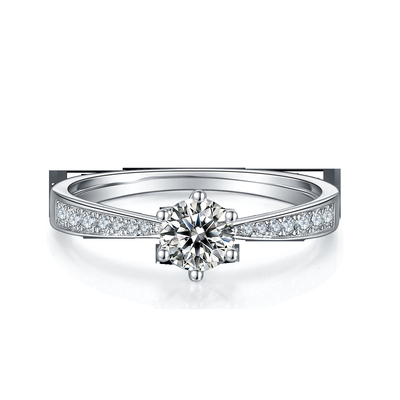 Обручальное кольцо кольца Moissanite белого золота обручального кольца 14K Milgrain Moissanite винтажное
