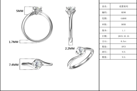 Кольцо ювелирных изделий диаманта захвата Moissanite винтажное воодушевленное Moissanite карата белого золота 14 выросли лабораторией, который
