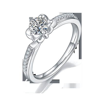 Захват Moissanite кольца белого золота 14KN обручального кольца Moissanite отрезка цветка уникальный   Кольцо