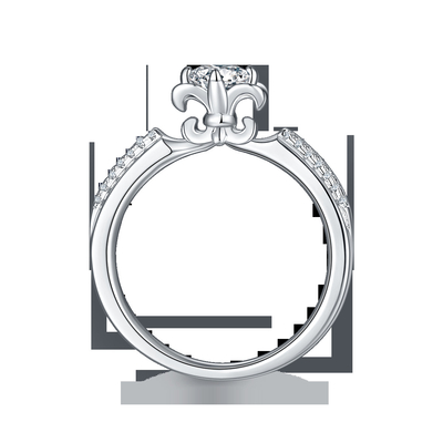 Захват Moissanite кольца белого золота 14KN обручального кольца Moissanite отрезка цветка уникальный   Кольцо