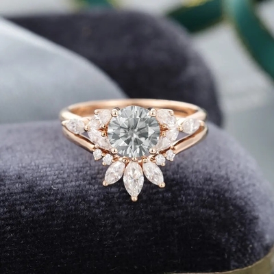Серебряное кольцо Moissanite ювелирных изделий 925 подняло обручальное кольцо Moissanite серого цвета золота установленный Marquise отрезал Bridal кольцо