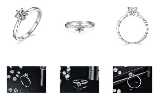 Минималистский отрезок круга белое Moissanite кольца ювелирных изделий 9K свадьбы серебряный CZ