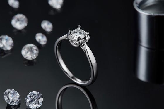 Кольца Moissanite 9K квадрата ювелирные изделия свадьбы CZ белого серебряного минималистские