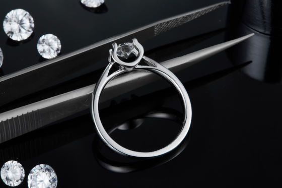 Кольца Moissanite 9K квадрата ювелирные изделия свадьбы CZ белого серебряного минималистские