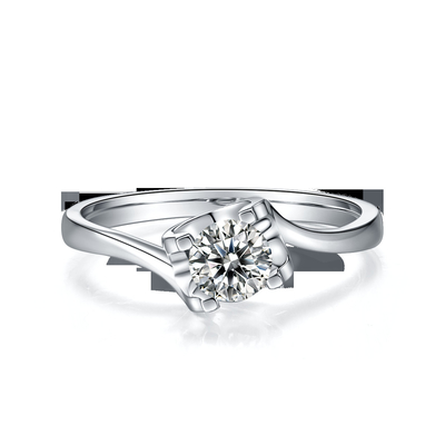 Ювелирные изделия свадьбы CZ трапецоидального белого Moissanite 9K серебряного кольца RD 4MM минималистские