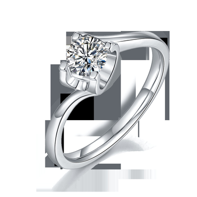 Ювелирные изделия свадьбы CZ трапецоидального белого Moissanite 9K серебряного кольца RD 4MM минималистские