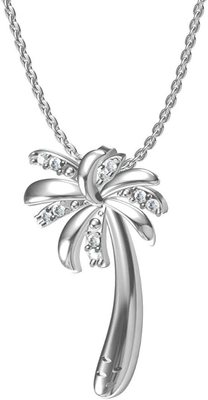Морской вымостите Anklet кубического ожерелья пальмы каникул пляжа CZ Zirconia тропического привесной для женщин желтое золото 14K Plat