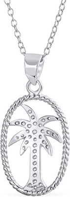 Морской вымостите Anklet кубического ожерелья пальмы каникул пляжа CZ Zirconia тропического привесной для женщин желтое золото 14K Plat