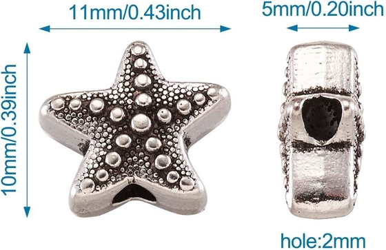 прокладка серебряных морских звёзд антиквариата 50Pcs животная отбортовывает тибетскую морскую жизнь 10x11mm океана металла