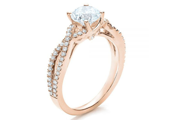 Коготь устанавливая 18K поднял кольцо золота 0.8ct с диамантом GIA GH VS1