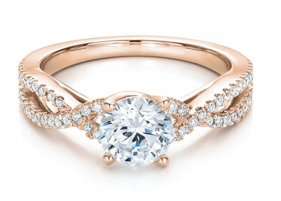 Коготь устанавливая 18K поднял кольцо золота 0.8ct с диамантом GIA GH VS1