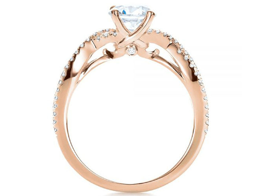 Коготь устанавливая 18K поднял кольцо золота 0.8ct с диамантом GIA GH VS1