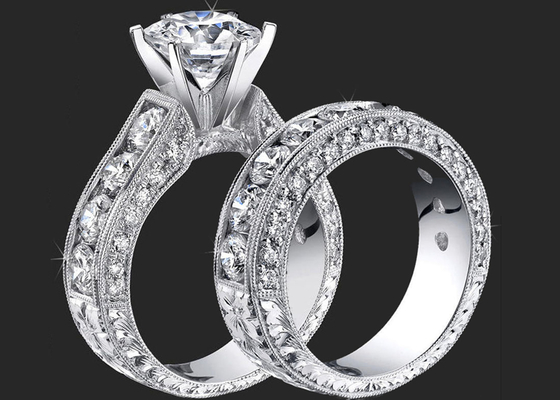 аттестация GIA GH VS1 обручальных колец захвата диаманта круга 14K