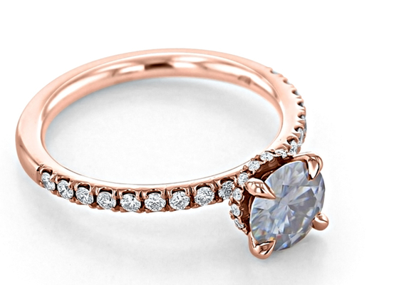 размер цвета 1ct 5pcs кольца Moissanite золота 9K материальной выросли лабораторией, который серебряный серый