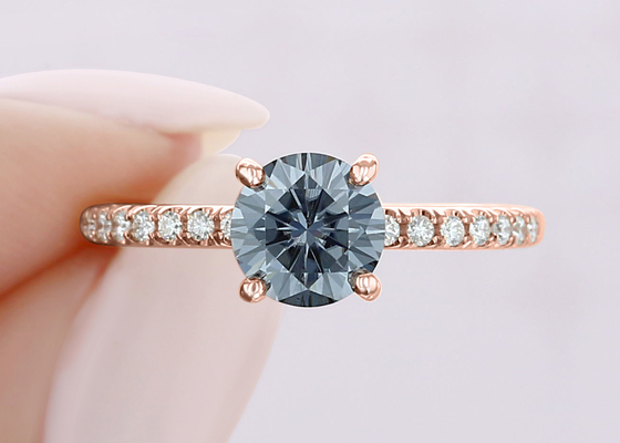размер цвета 1ct 5pcs кольца Moissanite золота 9K материальной выросли лабораторией, который серебряный серый