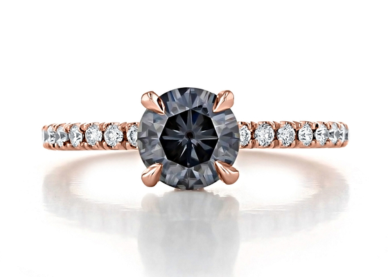 размер цвета 1ct 5pcs кольца Moissanite золота 9K материальной выросли лабораторией, который серебряный серый