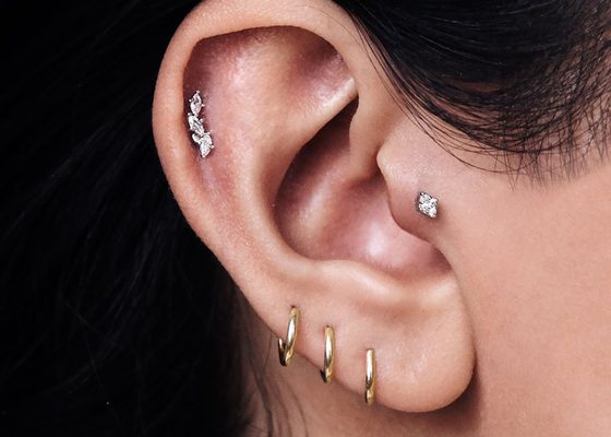Винтовая линия прокалывая Clicker золота 14K для Tragus 16g-40g хрящевины