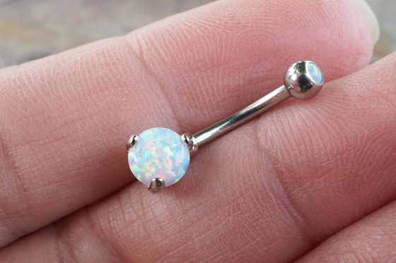 стержень носа золота длины 18k 25mm, прошивка кольца носа OEM с опалом белой ели