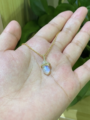 Шестиугольное естественное ожерелье Moonstone, длина ожерелья 14inch кабеля золота 14k цепная