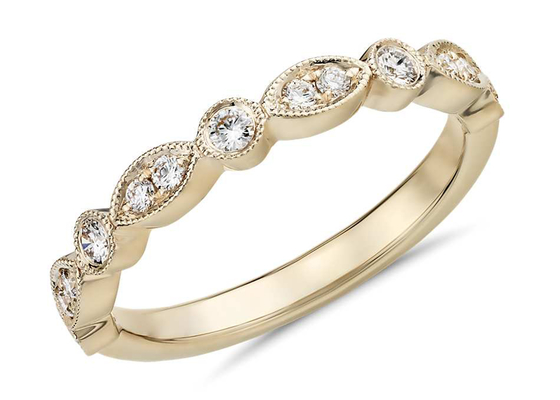 Половинная установка когтя G-H VS1 0.28ct отрезка вычуры кольца диапазона желтого золота вечности 14K