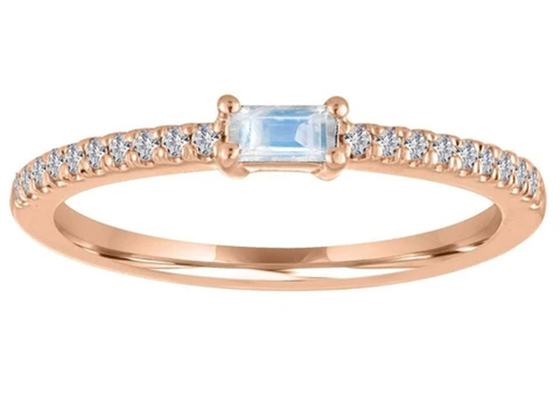 Голубой вес 0.20ct кольца золота 5×2.5MM Moonstone 9K для захвата