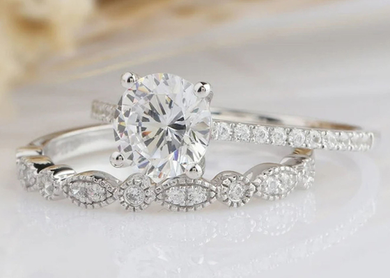 ODM обручальных колец 1.25CT захвата диаманта белого золота 18K 6.5mm