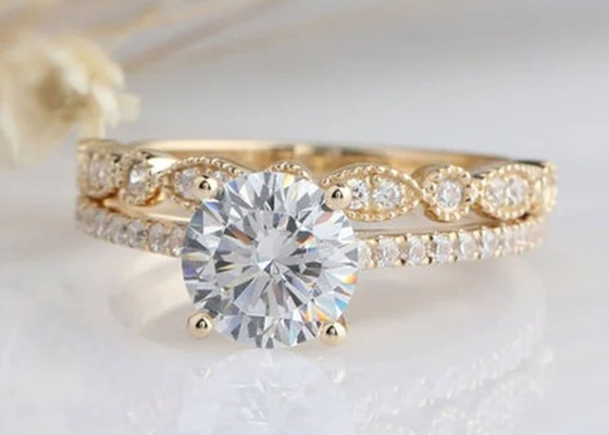 ODM обручальных колец 1.25CT захвата диаманта белого золота 18K 6.5mm