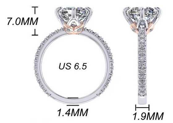Кольцо с бриллиантом белого золота OEM 18k, обручальное кольцо 8.13×7.87×5.13mm отрезка валика