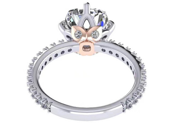 Кольцо с бриллиантом белого золота OEM 18k, обручальное кольцо 8.13×7.87×5.13mm отрезка валика