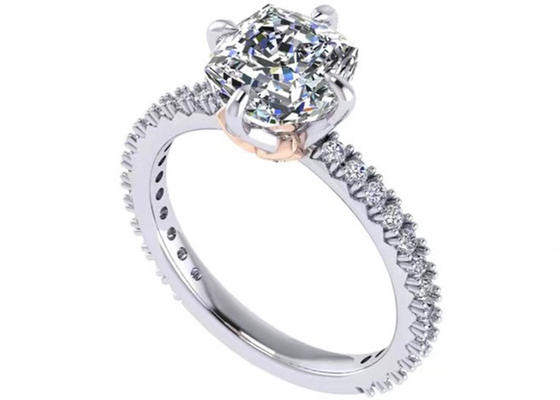 Кольцо с бриллиантом белого золота OEM 18k, обручальное кольцо 8.13×7.87×5.13mm отрезка валика