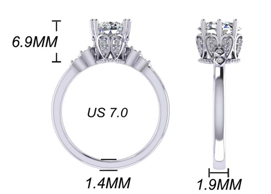 Овальный ODM размера обручального кольца 8.0×6.0mm белого золота отрезка 18k