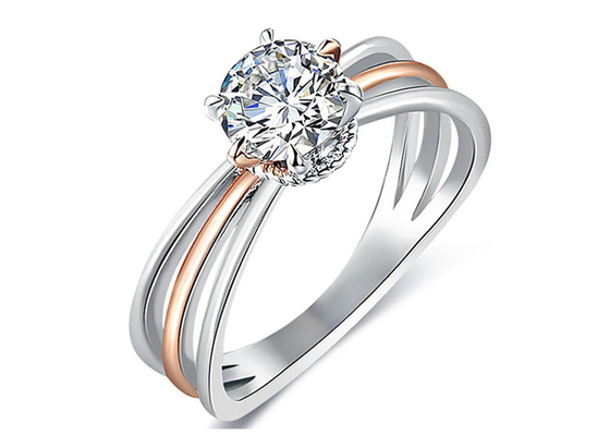 2 кольцо цвета тона 9K серебряное с диамантом 1ct белым Moissanite