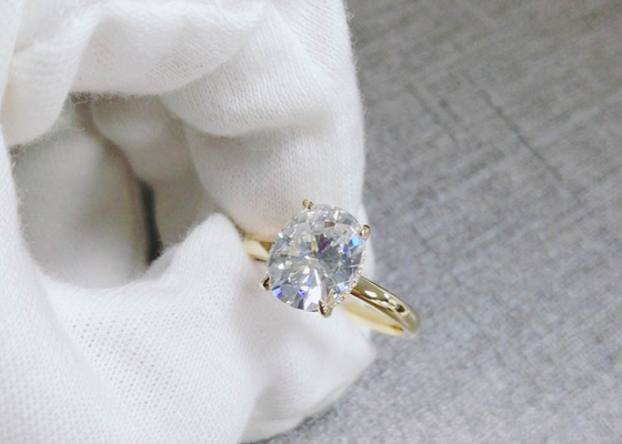 размер материала 0.7×0.9cm золота кольца 14K 1.5ct овальный отрезанный выросли лабораторией, который Moissanite