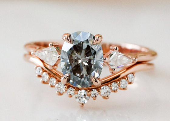 цвет серого цвета кольца 9K 1ct выросли лабораторией, который Moissanite для ODM захвата