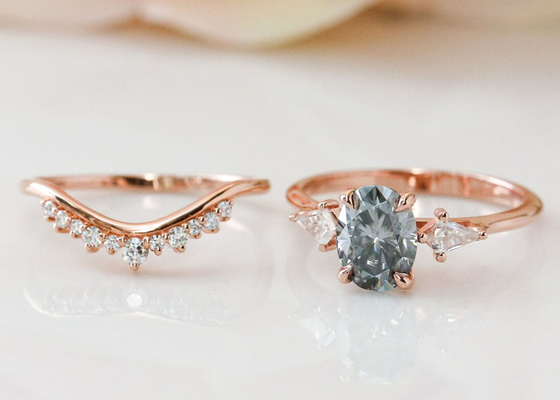 цвет серого цвета кольца 9K 1ct выросли лабораторией, который Moissanite для ODM захвата