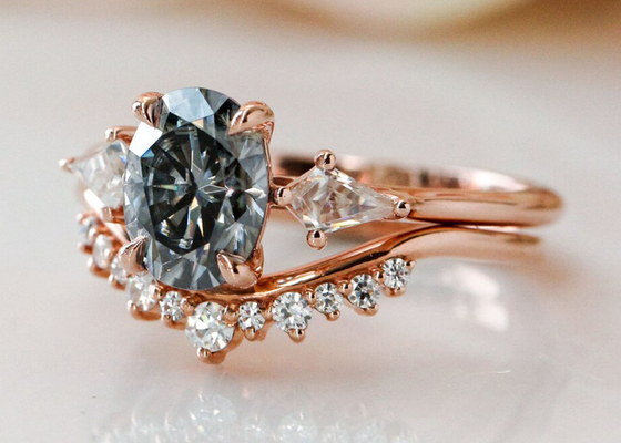 цвет серого цвета кольца 9K 1ct выросли лабораторией, который Moissanite для ODM захвата